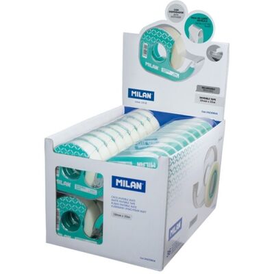 MILAN Cinta Adhesiva Invisible 19 Mm X 33 M En Dispensador Recargable De Color Verde. Con Hoja De Corte Metálica. Cinta Mate, Permite Escribir Encima. Conti MILAN Cinta Adhesiva Invisible 19 Mm X 33 M En Dispensador Recargable De Color Verde. Con Hoja De Corte Metálica. Cinta Mate, Permite Escribir Encima. Conti