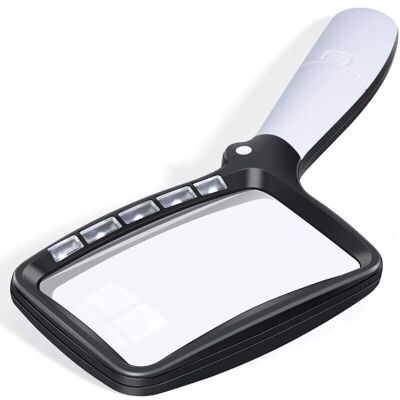 DPZO Lupa Plegable Con Luz, Lupa De Mano Grande, Lupa De Lectura Plegable De Mano Con Aumento De 3x Y 5 Led Regulables, Ideal Para Leer Letra Pequeña Y Libros. DPZO Lupa Plegable Con Luz, Lupa De Mano Grande, Lupa De Lectura Plegable De Mano Con Aumento De 3x Y 5 Led Regulables, Ideal Para Leer Letra Pequeña Y Libros.