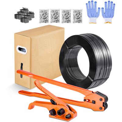 Mophorn Juego De Flejes Manuales Banda Pet 15,9mm X 610m, Kit De Herramientas Para Flejado Con Tensor, Selladora, Guante, 600 Sellos Metálicos Y 200 Protectores De Esquinas, Ideal Para Empaquetado Mophorn Juego De Flejes Manuales Banda Pet 15,9mm X 610m, Kit De Herramientas Para Flejado Con Tensor, Selladora, Guante, 600 Sellos Metálicos Y 200 Protectores De Esquinas, Ideal Para Empaquetado
