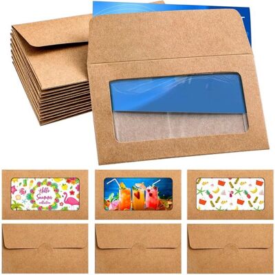 OEM 120 Sobres Kraft Con Ventana, Fundas Pequeñas Para Tarjetas De Regalo (10x6 Cm), Para Tarjetas De Visita, Papel Kraft Marrón, Sin Pegamento OEM 120 Sobres Kraft Con Ventana, Fundas Pequeñas Para Tarjetas De Regalo (10x6 Cm), Para Tarjetas De Visita, Papel Kraft Marrón, Sin Pegamento