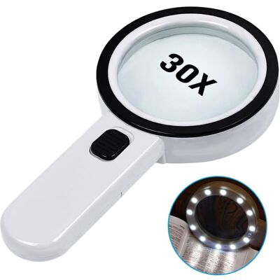 OEM Lupa De Lectura, Lupa De 30 Aumentos Con 12 Luces Led - Lupa De Lectura Iluminada Para Personas Mayores - Para Leer, Monedas, Sellos, Mapas E Inspección - Crezuo OEM Lupa De Lectura, Lupa De 30 Aumentos Con 12 Luces Led - Lupa De Lectura Iluminada Para Personas Mayores - Para Leer, Monedas, Sellos, Mapas E Inspección - Crezuo