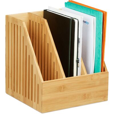 Relaxdays - Clasificador De Documentos, 3 Compartimentos, Din A4, Organizador De Escritorio, 30x28x26,5 Cm, 1 Ud., Marrón Relaxdays - Clasificador De Documentos, 3 Compartimentos, Din A4, Organizador De Escritorio, 30x28x26,5 Cm, 1 Ud., Marrón