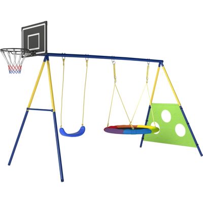 HAUSS SPOLE Columpio 4 En 1 De 288x160x220 Cm, Nido, Asiento, Canasta De Baloncesto Y Portería De Fútbol, acero Multicolor HAUSS SPOLE Columpio 4 En 1 De 288x160x220 Cm, Nido, Asiento, Canasta De Baloncesto Y Portería De Fútbol, acero Multicolor