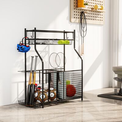 TORMATOR Organizador De Equipos Deportivos Con Cesta Ganchos Extraibles Y Bandas Elásticas Para Balones De Baloncesto Y Fútbol TORMATOR Organizador De Equipos Deportivos Con Cesta Ganchos Extraibles Y Bandas Elásticas Para Balones De Baloncesto Y Fútbol