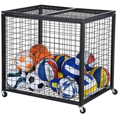 Relaxdays Carrito Para Balones Negro, 4 Ruedas Con Freno, 81,5x85x66 Cm, Con Cerradura, Jaula Fútbol/baloncesto Relaxdays Carrito Para Balones Negro, 4 Ruedas Con Freno, 81,5x85x66 Cm, Con Cerradura, Jaula Fútbol/baloncesto