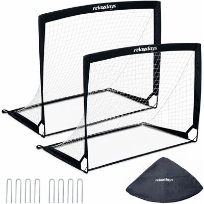 Portería De Fútbol Relaxdays, Set De 2, 90 X 120 X 90 Cm, Plegable, Con Estacas Y Bolsa, Para Jardín, Negro Portería De Fútbol Relaxdays, Set De 2, 90 X 120 X 90 Cm, Plegable, Con Estacas Y Bolsa, Para Jardín, Negro