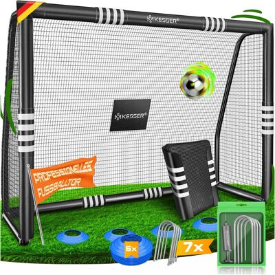 Kesser® Portería Fútbol Jardín - 300 Cm, Negro, Sin Objetivo Kesser® Portería Fútbol Jardín - 300 Cm, Negro, Sin Objetivo