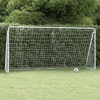 Portería de fútbol vidaXL con red acero blanca Equipamiento de entrenamiento exterior Portería de fútbol vidaXL con red acero blanca Equipamiento de entrenamiento exterior