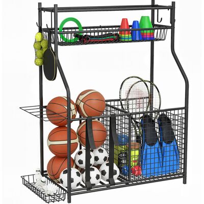 OEM Organizador De Equipos Deportivos Con Cesta Ganchos Extraibles Y Bandas Elásticas Para Balones De Baloncesto Y Fútbol OEM Organizador De Equipos Deportivos Con Cesta Ganchos Extraibles Y Bandas Elásticas Para Balones De Baloncesto Y Fútbol