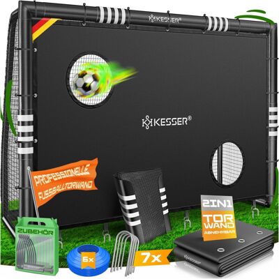 Kesser® Portería Fútbol Jardín - 300 Cm, Negro, Con Panel De Portería Kesser® Portería Fútbol Jardín - 300 Cm, Negro, Con Panel De Portería