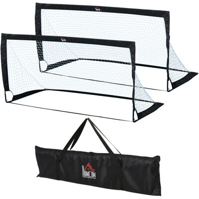 JHY DESIGN Juego De 2 Porterías De Fútbol Plegables, 183 X 90 X 90 Cm, Negras JHY DESIGN Juego De 2 Porterías De Fútbol Plegables, 183 X 90 X 90 Cm, Negras