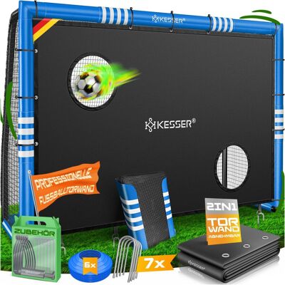Kesser® Portería Fútbol Jardín - 240 Cm, Azul, Con Panel De Portería Kesser® Portería Fútbol Jardín - 240 Cm, Azul, Con Panel De Portería