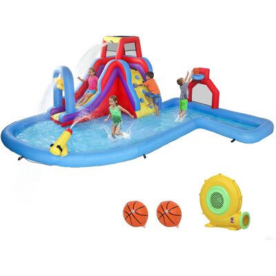 IROVAMI Castillo Acuático Hinchable Con Soplador De 550 W, Tobogán, Rocódromo, Piscina, Aro De Baloncesto Y Portería De Fútbol. IROVAMI Castillo Acuático Hinchable Con Soplador De 550 W, Tobogán, Rocódromo, Piscina, Aro De Baloncesto Y Portería De Fútbol.