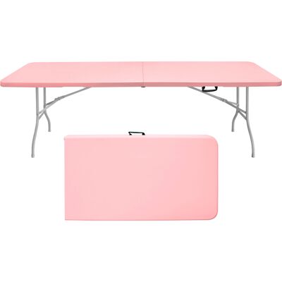 JHY DESIGN Mesa Plegable Portátil De Alta Resistencia De 243,9 Cm Con Asa, Mesa Plegable Multifuncional Para Camping, Picnics Y Fiestas En Interiores Y Exteriores, Capacidad De Carga De 135 Kg (rosa). JHY DESIGN Mesa Plegable Portátil De Alta Resistencia De 243,9 Cm Con Asa, Mesa Plegable Multifuncional Para Camping, Picnics Y Fiestas En Interiores Y Exteriores, Capacidad De Carga De 135 Kg (rosa).