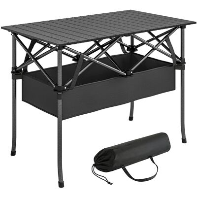 JHY DESIGN Mesa De Picnic Plegable Enrollable, Mesa De Camping Portátil Con Estante De Malla. JHY DESIGN Mesa De Picnic Plegable Enrollable, Mesa De Camping Portátil Con Estante De Malla.