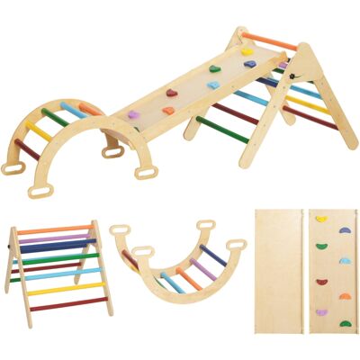 JHY DESIGN Estructura De Escalada 5 En 1 Para Niños Con Rampa, Puente Y Escalera Triangular, De 18 A 48 Meses, Colorida. JHY DESIGN Estructura De Escalada 5 En 1 Para Niños Con Rampa, Puente Y Escalera Triangular, De 18 A 48 Meses, Colorida.