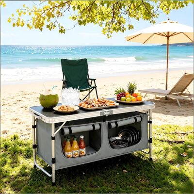 JHY DESIGN Mesa De Jardín Plegable, Mesa De Camping Con Bolsa De Almacenamiento Colgante, Mesa De Picnic Con Patas Ajustables JHY DESIGN Mesa De Jardín Plegable, Mesa De Camping Con Bolsa De Almacenamiento Colgante, Mesa De Picnic Con Patas Ajustables