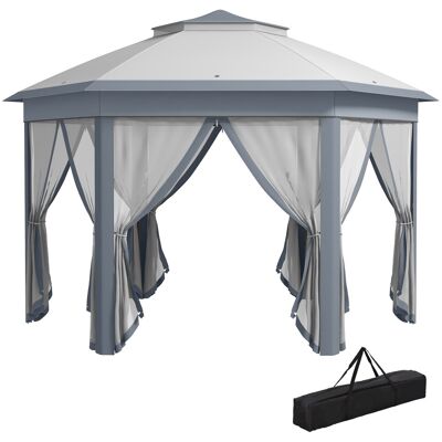 JHY DESIGN Tienda De Campaña Plegable De 4 X 3,4 M Con Doble Techo, 6 Mosquiteras Extraíbles Y Bolsa De Transporte Resistente A Los Rayos Uv, Color Gris. JHY DESIGN Tienda De Campaña Plegable De 4 X 3,4 M Con Doble Techo, 6 Mosquiteras Extraíbles Y Bolsa De Transporte Resistente A Los Rayos Uv, Color Gris.
