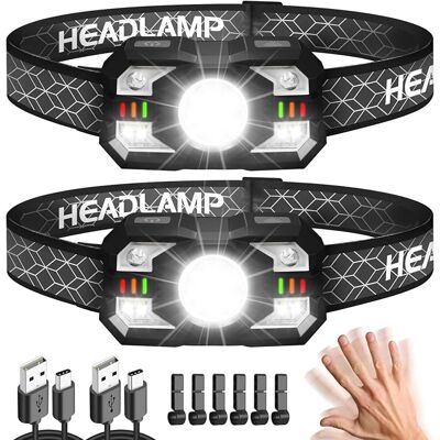 OEM Linterna Frontal Hyted (paquete De 2), Ultra Potente, Con 2000 Lúmenes Led, 10 Modos, Resistente Al Agua Ipx5, Recargable Por Usb, Sensor De Movimiento, Ideal Para Pesca, Camping, Ciclismo Y Running. OEM Linterna Frontal Hyted (paquete De 2), Ultra Potente, Con 2000 Lúmenes Led, 10 Modos, Resistente Al Agua Ipx5, Recargable Por Usb, Sensor De Movimiento, Ideal Para Pesca, Camping, Ciclismo Y Running.