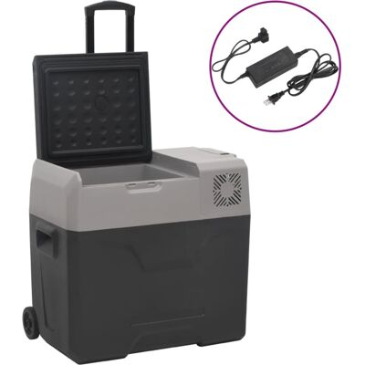Nevera Con Ruedas Y Adaptador Polipropileno Negro Y Gris 40 L Vidaxl Nevera Con Ruedas Y Adaptador Polipropileno Negro Y Gris 40 L Vidaxl