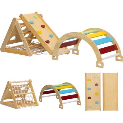 JHY DESIGN Estructura De Escalada Interior, Triángulo De Escalada 7 En 1 Con Tobogán Y Arco De Escalada, Multicolor. JHY DESIGN Estructura De Escalada Interior, Triángulo De Escalada 7 En 1 Con Tobogán Y Arco De Escalada, Multicolor.