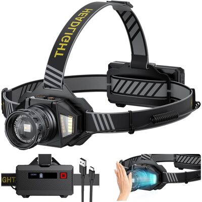OEM Linterna Frontal Led Ultra Potente, 120000 Lúmenes, Recargable, Con 12 Modos, Sensor Y Resistencia Al Agua Ipx7, Batería De 9000 Mah, Ángulo De Haz Ajustable Y Zoom De 90°, Cabezal Extensible Para Aca OEM Linterna Frontal Led Ultra Potente, 120000 Lúmenes, Recargable, Con 12 Modos, Sensor Y Resistencia Al Agua Ipx7, Batería De 9000 Mah, Ángulo De Haz Ajustable Y Zoom De 90°, Cabezal Extensible Para Aca