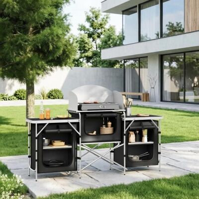 JHY DESIGN Estación De Cocina Exterior Plegable, Isla De Cocina Exterior Estable Con Sistema De Estanterías Integrado, Isla De Cocina Compacta Para Camping, Unidad De Cocina (solo La Unidad De Cocina) JHY DESIGN Estación De Cocina Exterior Plegable, Isla De Cocina Exterior Estable Con Sistema De Estanterías Integrado, Isla De Cocina Compacta Para Camping, Unidad De Cocina (solo La Unidad De Cocina)