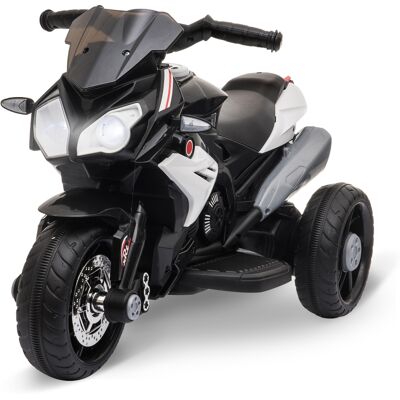 JHY DESIGN Motocicleta Eléctrica Infantil, Con Luces Y Sonidos, 3 Km/h, Recargable, De Plástico Y Metal, En Blanco Y Negro. JHY DESIGN Motocicleta Eléctrica Infantil, Con Luces Y Sonidos, 3 Km/h, Recargable, De Plástico Y Metal, En Blanco Y Negro.