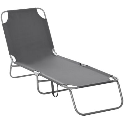 JHY DESIGN Tumbona Plegable Con Respaldo Ajustable, Multiposición, Metal Y Poliéster, Gris. JHY DESIGN Tumbona Plegable Con Respaldo Ajustable, Multiposición, Metal Y Poliéster, Gris.