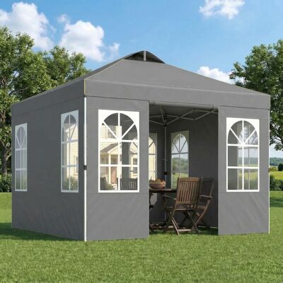 TORMATOR Carpa Plegable 3x3 M Pop-up Con Upf50+ 4 Laterales Desmontables Altura Ajustable Y Bolsa De Transporte Gris Oscuro TORMATOR Carpa Plegable 3x3 M Pop-up Con Upf50+ 4 Laterales Desmontables Altura Ajustable Y Bolsa De Transporte Gris Oscuro