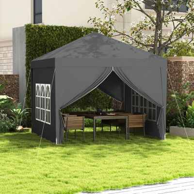 PZCC Carpa Plegable Pop-up 3x3 M Con 4 Paredes Laterales Anti-uv Y Bolsa De Transporte Gris PZCC Carpa Plegable Pop-up 3x3 M Con 4 Paredes Laterales Anti-uv Y Bolsa De Transporte Gris