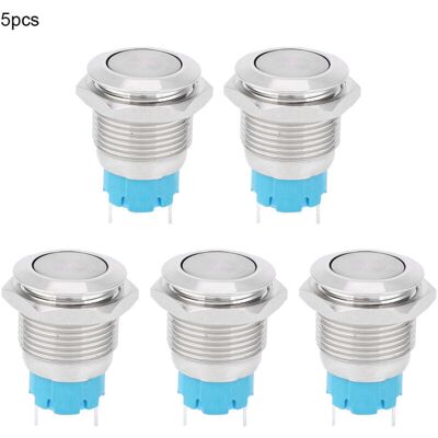OEM Paquete De 5 Interruptores Pulsadores Metálicos Impermeables De Cabeza Plana, 16 Mm, 2 Pines, Normalmente Abiertos. - Crezuo OEM Paquete De 5 Interruptores Pulsadores Metálicos Impermeables De Cabeza Plana, 16 Mm, 2 Pines, Normalmente Abiertos. - Crezuo