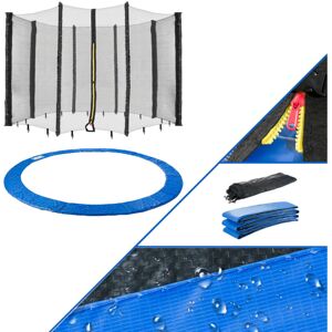 Arebos - Cama Elástica Y Cubierta De Borde Con Red 366 Cm Para 8 Postes De La Red, Azul / Negro Arebos - Cama Elástica Y Cubierta De Borde Con Red 366 Cm Para 8 Postes De La Red, Azul / Negro