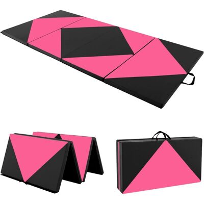 Colchoneta De Gimnasia Plegable 240 X 117 X 5 Cm, Esterilla De Gimnasia De Piel Pu Para Ejercicio Aeróbico, Colchoneta Multifuncional Para Gimnasio Y Casa, Negro Y Rosa - Costway Colchoneta De Gimnasia Plegable 240 X 117 X 5 Cm, Esterilla De Gimnasia De Piel Pu Para Ejercicio Aeróbico, Colchoneta Multifuncional Para Gimnasio Y Casa, Negro Y Rosa - Costway