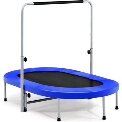 Trampolín Cama Elástica Ovalada Doble Para 2 Personas Plegable Fitness Con Empuñadura Y Almohadilla De Seguridad (azul) - Costway Trampolín Cama Elástica Ovalada Doble Para 2 Personas Plegable Fitness Con Empuñadura Y Almohadilla De Seguridad (azul) - Costway