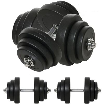 HOMCOM Juego De Mancuernas Pesas De Fitness 40kg Ajustable Profesionales Barra Acero HOMCOM Juego De Mancuernas Pesas De Fitness 40kg Ajustable Profesionales Barra Acero