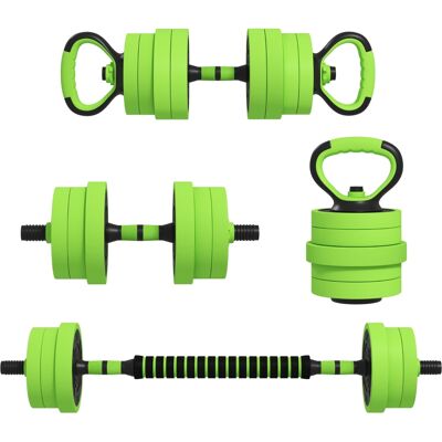 JHY DESIGN Juego De Mancuernas 4 En 1, 20 Kg, Ajustable, Que Incluye Mancuernas, Barra, Pesa Rusa Y Asas Para Flexiones (verde). JHY DESIGN Juego De Mancuernas 4 En 1, 20 Kg, Ajustable, Que Incluye Mancuernas, Barra, Pesa Rusa Y Asas Para Flexiones (verde).