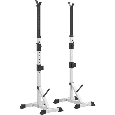Homcom Soporte Para Barras De Pesas Con Altura Ajustable Rack Musculación Con Marco De Acero Carga 200 Kg Para Entrenamiento En Gimnasio Plata Y Negro Homcom Soporte Para Barras De Pesas Con Altura Ajustable Rack Musculación Con Marco De Acero Carga 200 Kg Para Entrenamiento En Gimnasio Plata Y Negro