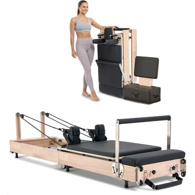 Vevor Reformer De Pilates De Madera Plegable Máquina De Pilates Para Gimnasio Equipo De Pilates Doble Resistencia Resorte Y Cuerda Reformador Con Caja Para Sentarse Hasta 181,4 Kg, 252x62x77 Cm Vevor Reformer De Pilates De Madera Plegable Máquina De Pilates Para Gimnasio Equipo De Pilates Doble Resistencia Resorte Y Cuerda Reformador Con Caja Para Sentarse Hasta 181,4 Kg, 252x62x77 Cm