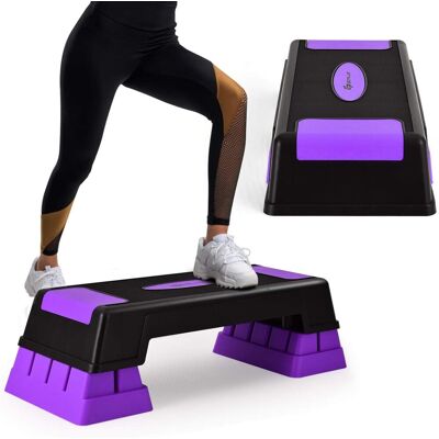 Costway Stepper Para Aeróbica Con Peldaños, Step Fitness Con Altura Regulable 12 Cm/17 Cm/22 Cm Y Almohadillas Antideslizantes (violeta) Costway Stepper Para Aeróbica Con Peldaños, Step Fitness Con Altura Regulable 12 Cm/17 Cm/22 Cm Y Almohadillas Antideslizantes (violeta)