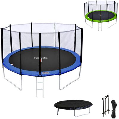 HAPPY GARDEN Cama Elástica De 430cm Reversible Azul/verde, Pack Trampolín Melbourne + Red De Seguridad + Escalera + Lona + Kit De Anclaje. HAPPY GARDEN Cama Elástica De 430cm Reversible Azul/verde, Pack Trampolín Melbourne + Red De Seguridad + Escalera + Lona + Kit De Anclaje.