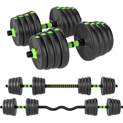 JHY DESIGN Juego De Mancuernas Ajustables De 30 Kg, Kit De Entrenamiento Con Pesas 3 En 1 Con Barra De Extensión, Color Negro. JHY DESIGN Juego De Mancuernas Ajustables De 30 Kg, Kit De Entrenamiento Con Pesas 3 En 1 Con Barra De Extensión, Color Negro.