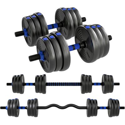 JHY DESIGN Juego De Mancuernas Ajustables De 25 Kg, Kit De Entrenamiento Con Pesas 3 En 1 Con Barra De Extensión, Color Azul. JHY DESIGN Juego De Mancuernas Ajustables De 25 Kg, Kit De Entrenamiento Con Pesas 3 En 1 Con Barra De Extensión, Color Azul.