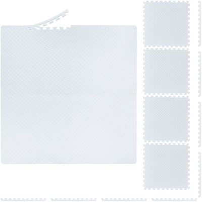 Relaxdays - Suelo Goma, 60x60cm, 8 Esterilla Fitness Con Borde, Goma Eva, 3m², Gimnasio, Alfombra Puzle, Protector, Blanco Relaxdays - Suelo Goma, 60x60cm, 8 Esterilla Fitness Con Borde, Goma Eva, 3m², Gimnasio, Alfombra Puzle, Protector, Blanco