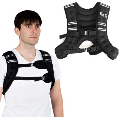 Costway Chaleco De Peso 5kg Chaleco Lastrado Para Entrenamiento Ejercicio Tiras Reflectantes Y Correas Ajustables Costway Chaleco De Peso 5kg Chaleco Lastrado Para Entrenamiento Ejercicio Tiras Reflectantes Y Correas Ajustables