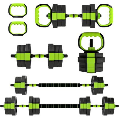 JHY DESIGN Juego De Entrenamiento Con Pesas Multifuncional 6 En 1, Peso Total 20 Kg, Plástico Y Arena, 125 X 18 X 18 Cm, Verde JHY DESIGN Juego De Entrenamiento Con Pesas Multifuncional 6 En 1, Peso Total 20 Kg, Plástico Y Arena, 125 X 18 X 18 Cm, Verde