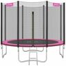 SONGMICS Cama Elástica de 305 cm, Certificado tüv Rheinland gs, Trampolín para el Jardín Caja de Red de Seguridad, Postes Rectos Acolchados, Rosa - Rosa