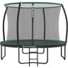 SONGMICS Cama elástica de jardín, Certificado TÜV Rheinland GS, Trampolín redondo de 366 cm, con red de seguridad, Escalera, Postes de arco acolchado, Negro y