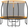 SONGMICS Cama elástica de jardín, Certificado tüv Rheinland gs, Trampolín redondo de 366 cm, con red de seguridad, Escalera, Postes de arco acolchado, Negro y