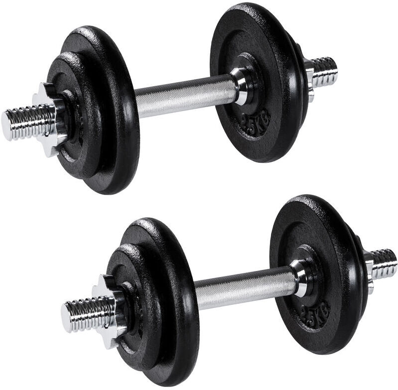 Tectake - 2 Mancuernas Cromadas - pesas para musculación, aparato de gimnasia, aparato para hacer ejercicio - 2 x 10 kg - 2